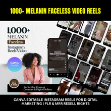 1000+ Melanin Faceless Video Reels | Canva Editable Instagram Reels for Digital Marketing | PLR & MRR Resell Rights