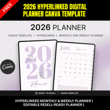 2026 Digital Planner Canva Template | Hyperlinked Monthly & Weekly Planner | Editable Resell-Ready Planner | 73-Page Digital Planning System