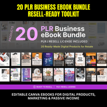 20 PLR Business eBook Bundle | Editable Canva eBooks for Digital Products, Marketing & Passive Income | Resell-Ready Toolkit