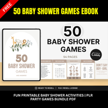 50 Baby Shower Games eBook | Fun Printable Baby Shower Activities | PLR Party Games Bundle PDF