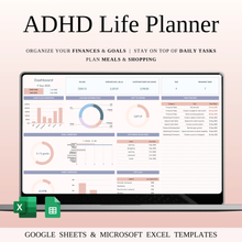 ADHD Planner Spreadsheet for Google Sheets & Excel | Habit, Task, Meal & Finance Tracker