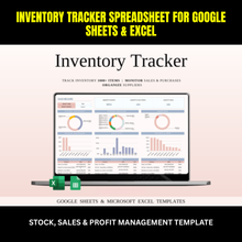 Inventory Tracker Spreadsheet for Google Sheets & Excel | Stock, Sales & Profit Management Template