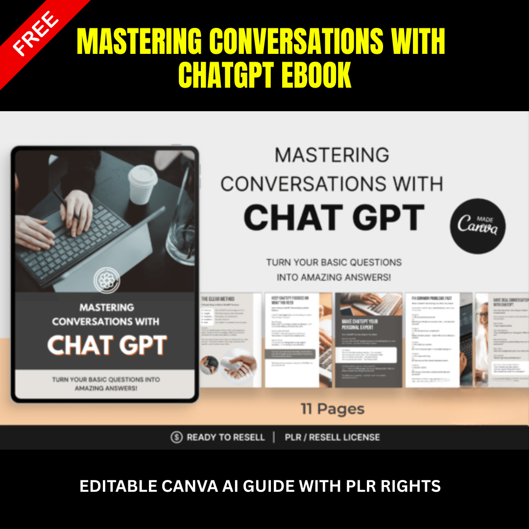 Mastering Conversations with ChatGPT eBook | Editable Canva AI Guide with PLR Rights