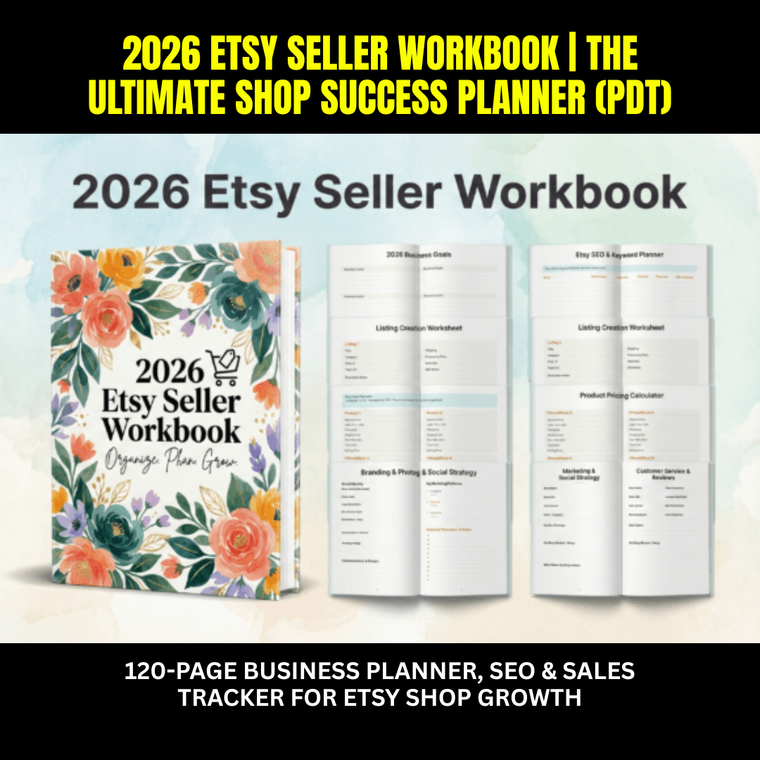 2026 Etsy Seller Workbook | 120-Page Business Planner, SEO & Sales Tracker for Etsy Shop Growth