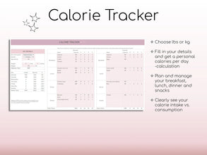 All-in-One Weight Loss & Fitness Tracker | Google Sheets Calorie & Workout Planner | Digital Habit, Meal & Body Measurement Tracker | Health & Fitness Spreadsheet