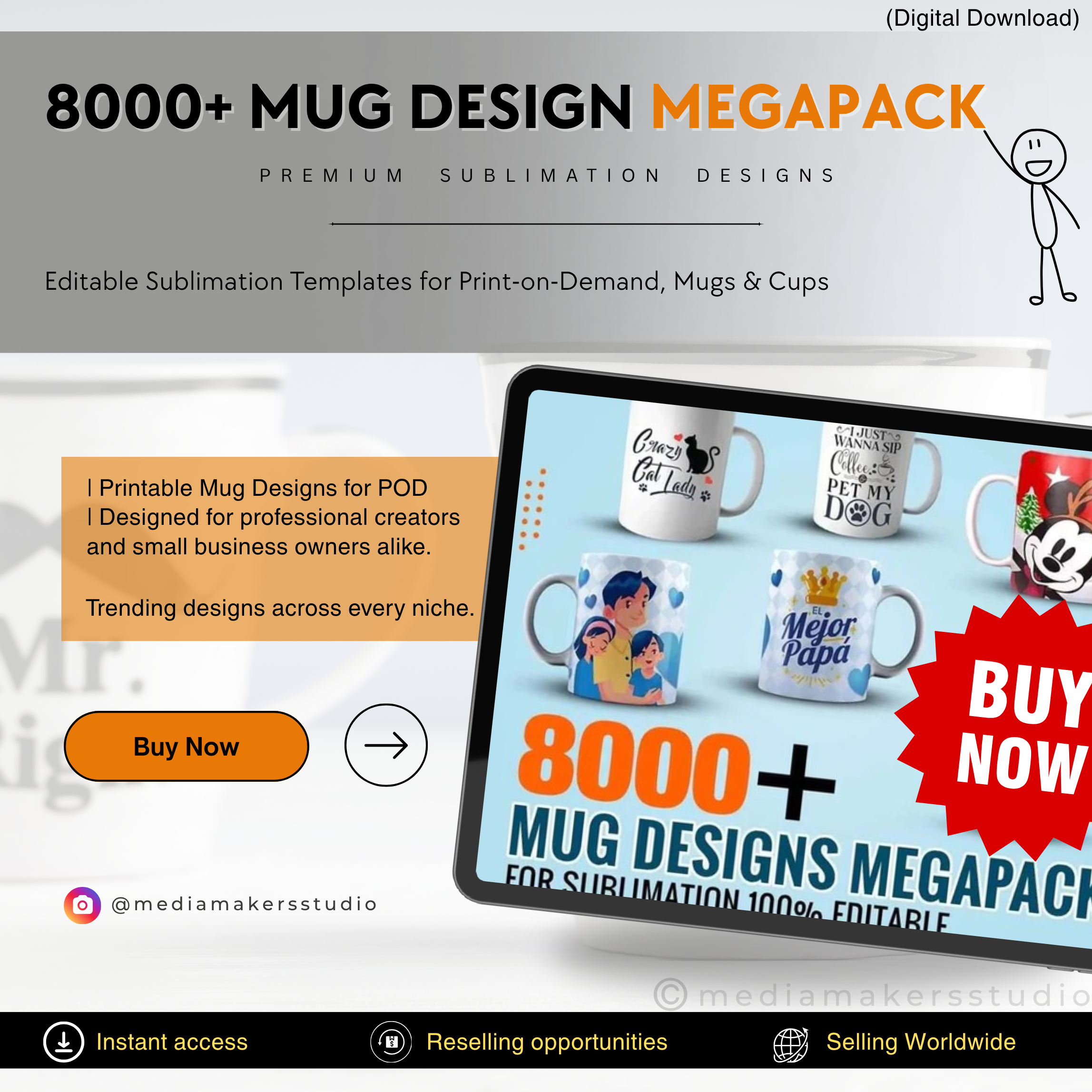 8000+ Mug Design MegaPack – Editable Sublimation Templates for Print-on-Demand, Mugs & Cups (Digital Download, 2025 Collection)