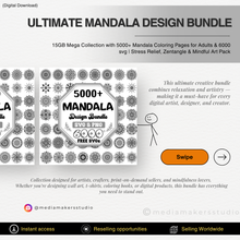 Ultimate Mandala Design Bundle | 15GB Mega Collection with 5000+ Mandala Coloring Pages for Adults & 6000 svg | Stress Relief, Zentangle & Mindful Art Pack