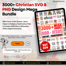 3000+ Christian SVG & PNG Design Mega Bundle | Bible Verse, Faith Quotes, Jesus Clipart & Religious Sublimation Files | Includes 6000 Bonus Silhouette SVGs | Digital Download