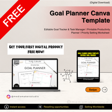 Goal Planner Canva Template | Editable Goal Tracker & Task Manager | Printable Productivity Planner | Priority Setting Worksheet | Digital Download