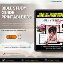 Bible Study Guide Printable PDF | 82-Page Scripture Reflection, Prayer & Journaling Workbook | Christian Devotional Study Planner