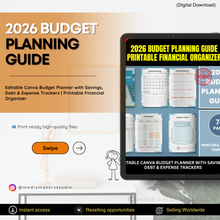 2026 Budget Planning Guide | Editable Canva Budget Planner with Savings, Debt & Expense Trackers | Printable Financial Organizer