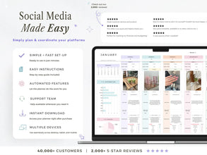 All-in-One Social Media Content Planner | Google Sheets Digital Marketing Calendar & Task Tracker | 12-Month Automated Scheduler | Ideal for Instagram, TikTok & YouTube Creators